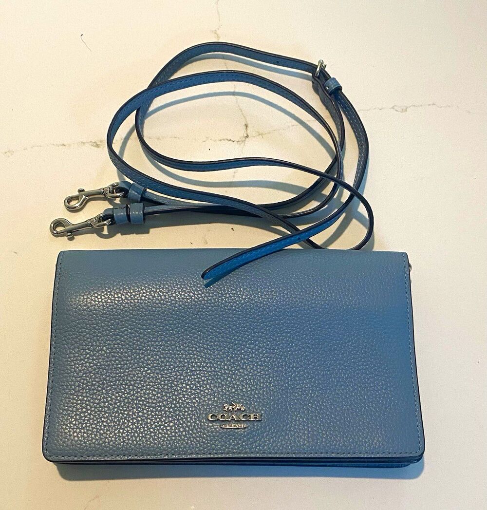 Coach Pacific Blue Anna Foldover Crossbody Clutch